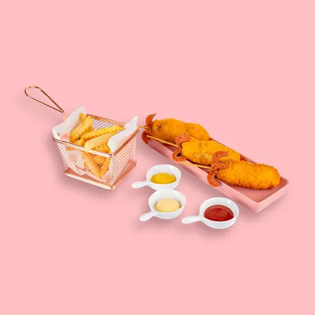 Pulpo cheese con papas fritas